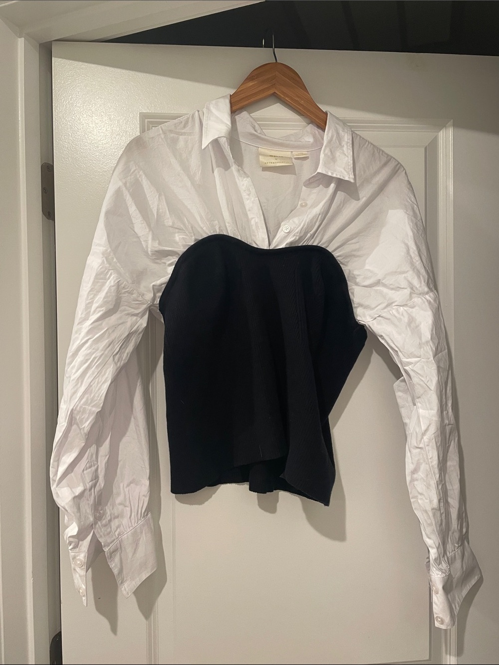 Anthropologie Maeve Long-Sleeve Ruched Tube Twofer top xl - Picture 3 of 8